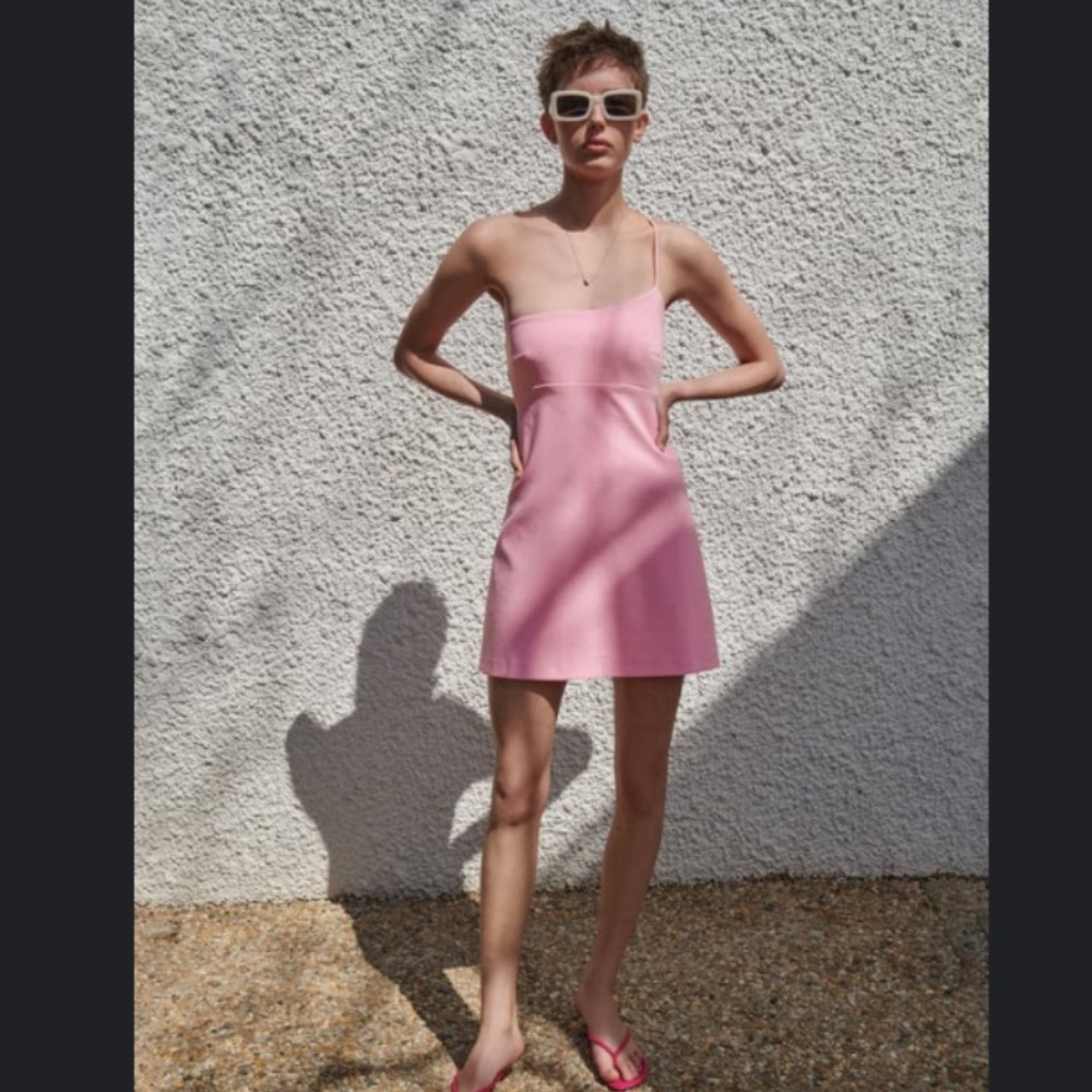 Zara Pink Asymmetrical Dress NWT